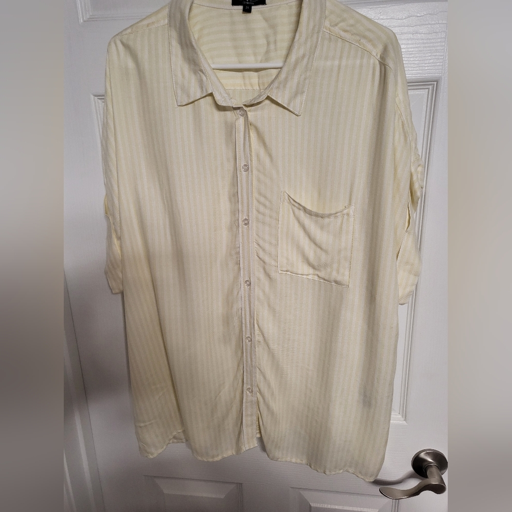 Velvet Heart Soft Yellow Striped Blouse